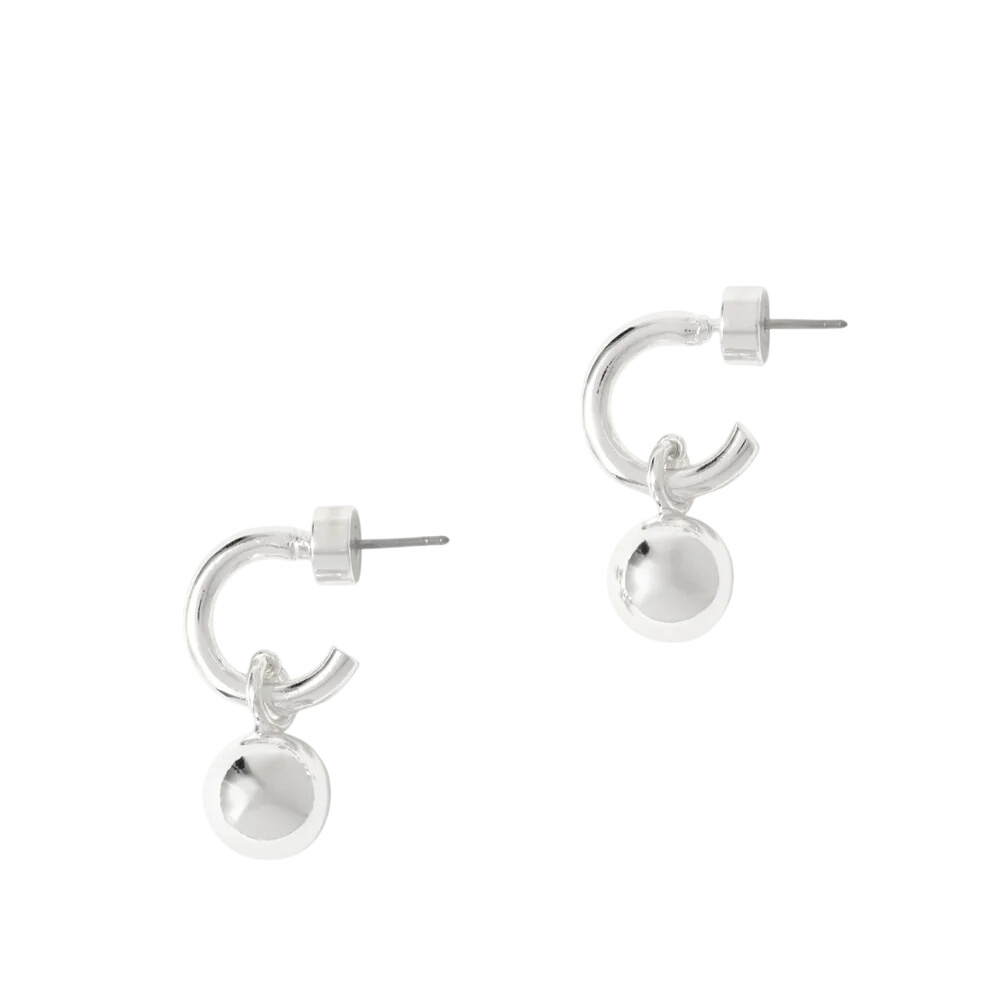 Mint Velvet Silver Tone Sphere Hoop Earrings